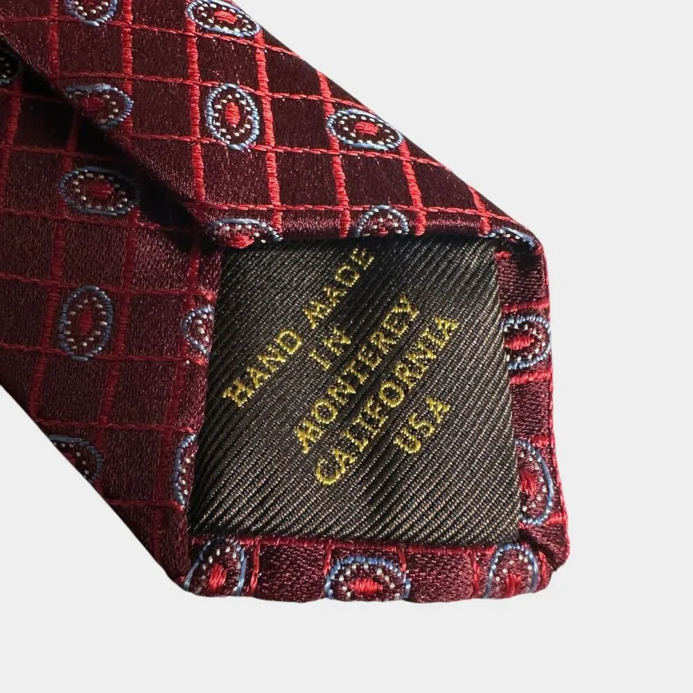 ROBERT TALBOTT Silk Tie Geometric/Polka dot 100% Silk Necktie Red/Blue NWOT